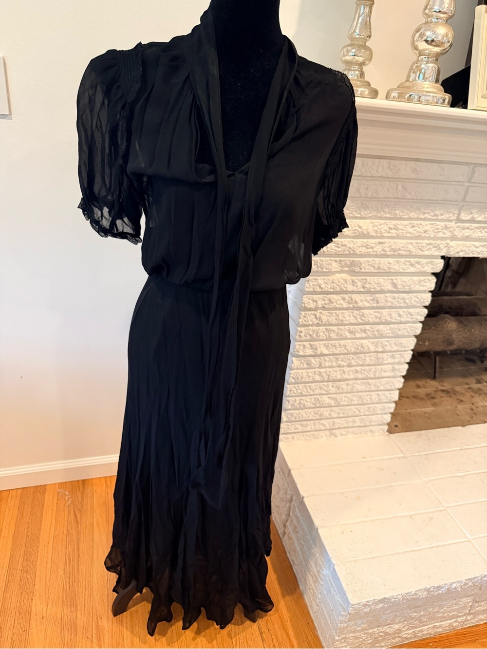 Ralph Lauren tie neck Georgette Dress